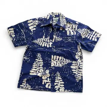 60-70년대 Penneys Hawaii 알로하 셔츠 네이비 꽃무늬 반팔