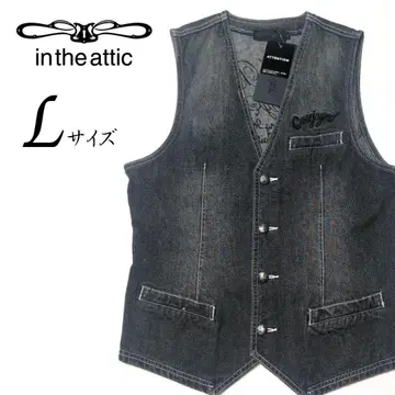 새상품 in the attic 데님 베스트 자수 블랙 y2k L