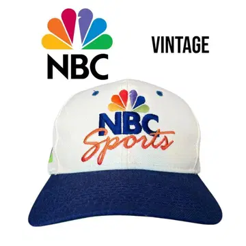 레어 90s NBC Sports 베이스볼 캡 컬러풀 자수 방송