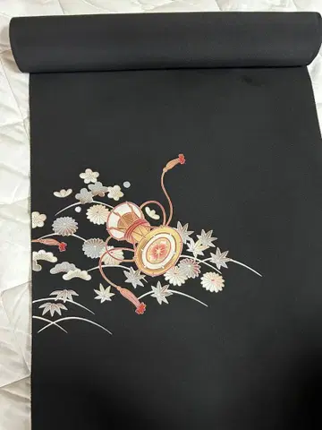 [새상품 옷감] 하오리 코트 실크 100% 블랙