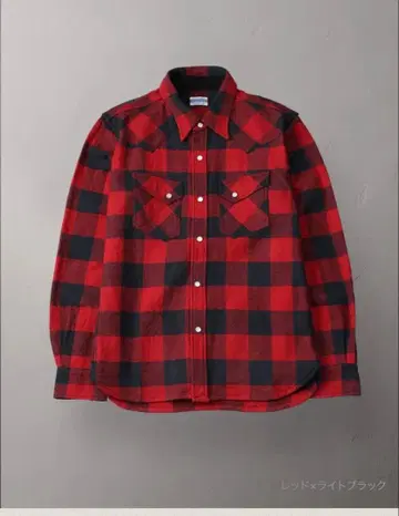 새상품 플랫 헤드 블록 체크 플란넬 웨스턴 셔츠 FN-SNW-101L