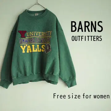 BARNS OUTFITTERS 맨투맨 칼리지 로고 빈티지 가공