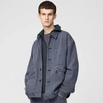 UNIQLO U 오버사이즈 컬러 데님 자켓 그레이 M 사이즈