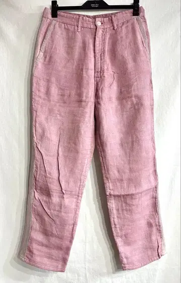 BACKLASH 린넨 거즈 제품 염색 테이퍼드 팬츠/백라쉬 가죽 와이드