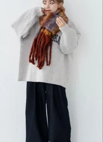 IROHANI 프린지 체크 머플러
