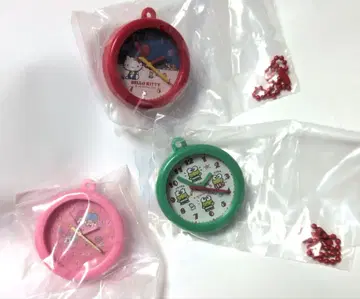 [새상품 3세트] 산리오 캐릭터즈 레트로 벽걸이 시계풍 클립 키링