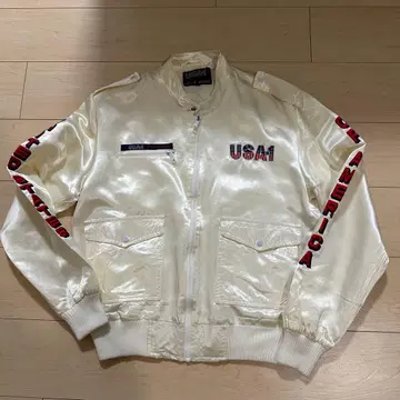 USA-1 자수 나일론 플라이트 자켓 아이보리