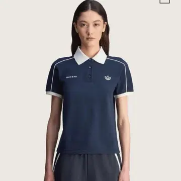 adidas sporty & rich 네이비 피케 셔츠 반팔 M 사이즈