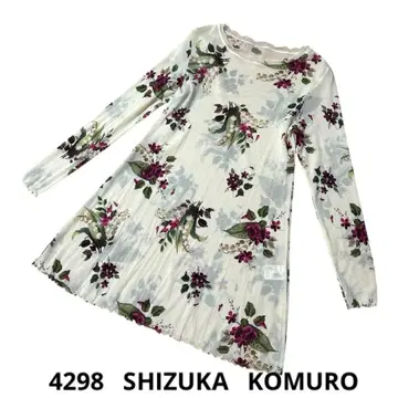 4298 시즈카코무로 시어 원피스 무릎 기장 꽃무늬 L