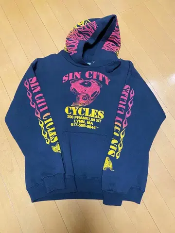 80s 90s USA제 Lee SIN CITY CYCLES 후드티