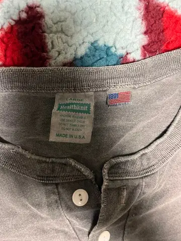 Healthknit 그레이 헨리넥 T셔츠 L사이즈