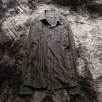 TORNADO MART 레이스업 셔츠 라메 다크 블랙