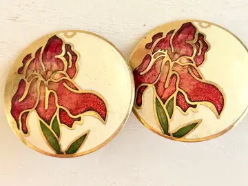 골동품 크림 아이보리 도자기 꽃 레트로 vintage 귀찌