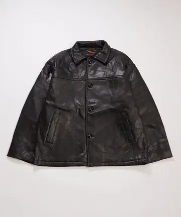 새상품 [ Sourcream/사워크림 ] 패치워크 가죽 카 코트