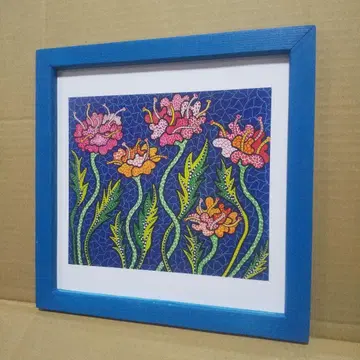 쿠사마 야요이 키리누키(21 x 21 우드 프레임 포함) 여름 꽃