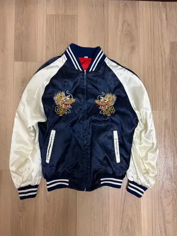 네이비 스카잔 드래곤 자수