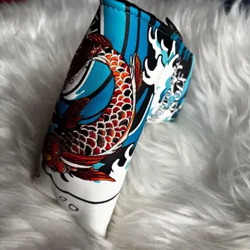 [ 새상품 자수 ] 골프 퍼터 커버 핑형 마그넷식 잉어 우키요에 블루