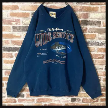 [인기] 맨투맨 MADEin USA USA제 물고기 로고 네이비 L