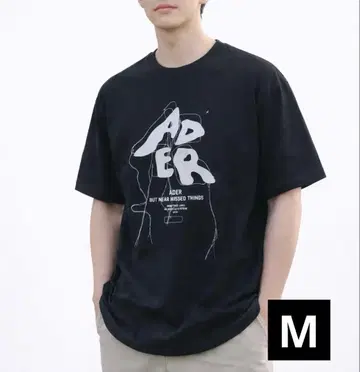 ADER 블랙 T셔츠 그래픽 프린트 M