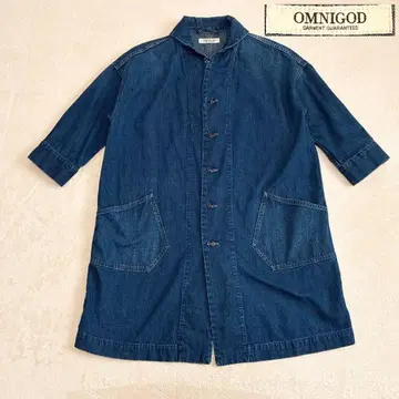 OMNIGOD 옴니갓 데님 코트 칠부 소매 블루 M