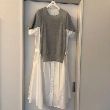 새상품급 sacai 사카이 니트 도킹 롱 원피스 화이트