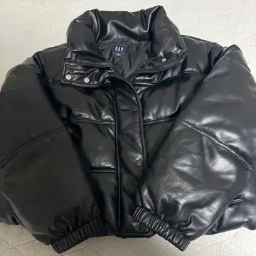 GAP 블랙 비건 가죽 다운 자켓 L 쇼트 기장