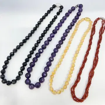 파워스톤 목걸이 4개 묶음 마노 오닉스 자수정 토파즈