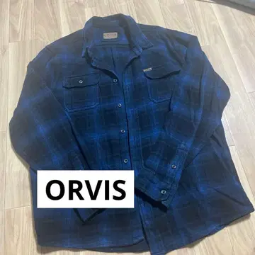ORVIS 플란넬 셔츠 XL 옴브레 섀도우 체크 블루 x 블랙