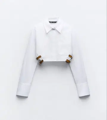 ZARA CROPPED 개버딘 셔츠 벨트