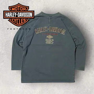 [ 할리데이비슨 ] 헨리넥 롱T 에메랄드 그린 XL 자수 b