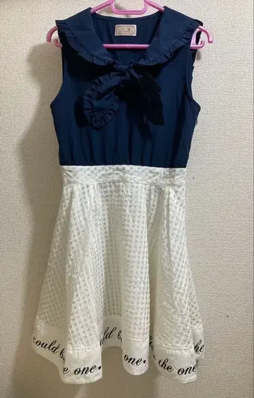 원피스 슬리브리스 세일러 리본 네이비/화이트 리즈리사