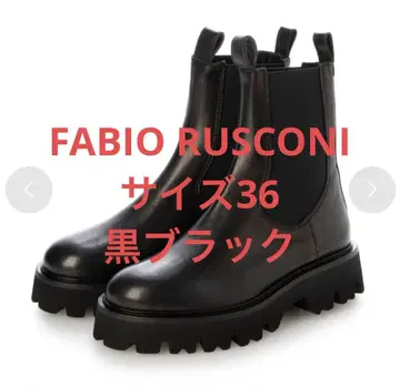 파비오 루스코니 사이드 고어 부츠 36 통굽 첼시 부츠