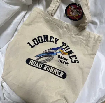 단종 루니툰 로드 러너 면 100% 토트백 내추럴