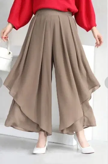 cawaii 후와리 바람을 감싸는 겹쳐진 베일 와이드 팬츠