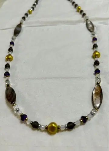 피스타치오 컬러 펄, 마노, 자수정, 수정 외 다석 롱 목걸이