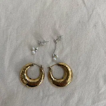 루프 골드 귀걸이 k14wg 진주 체리 귀걸이