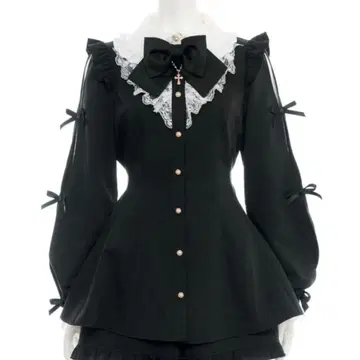 시크릿 허니 소매 슬릿 레이스 프릴 셋업, 셋업,