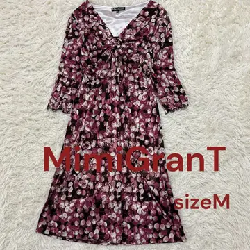 D 새상품급 미미그랑 흐릿한 패턴 가슴 버클 저지 원피스 아름다운 실루엣