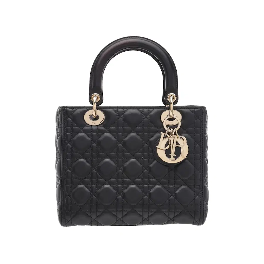 迪奥（Dior）Lady Dior 菱格纹羊皮中号手袋 黑色