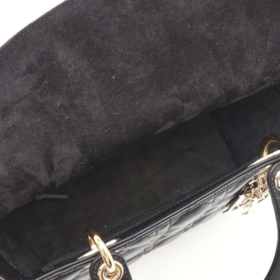 迪奥（Dior）Lady Dior 菱格纹羊皮中号手袋 黑色