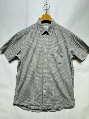 라코스테 원 포인트 버튼 다운 셔츠 체크 코튼