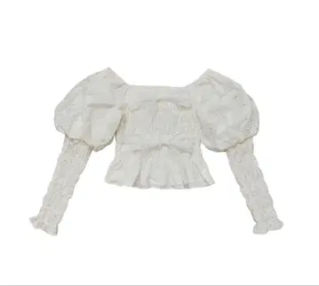 treaturself 프론트 리본 피오니 퍼프 탑