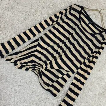 ARMANI JEANS 보더 무늬 티셔츠 베이지 네이비 38 고급