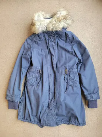 BACK NUMBER 퍼 포함 모즈 코트 블루