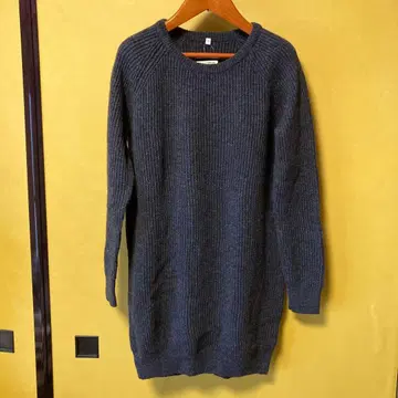 미사용 무인양품 울 알파카 하찌 튜닉 다크 그레이