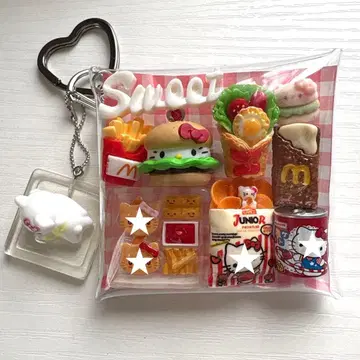 가챠 파우치 고양이 메지루시 액세서리 햄버거