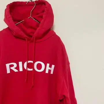 구제 의류 기업 로고 RICOH 리코 후드티 빨간색 사이즈 L