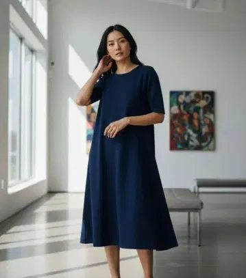 미사용 새상품 정가 1만 2852엔+세금 니트 풀오버 반팔 원피스