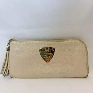 아타오 리모 켈리 화이트 가죽 태슬 주름 가죽 라운드 지퍼 L자