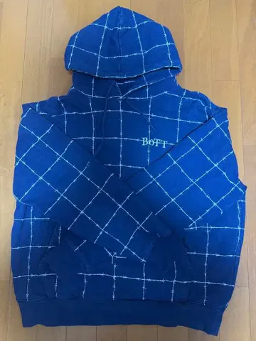 BOTT 네이비 체크 무늬 후드티 L
